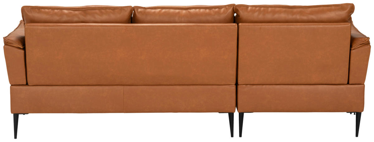 HÖRNSOFFA i äkta läder rostfärgad  - svart/rostfärgad, Design, metall/läder (153/233cm) - Livetastic