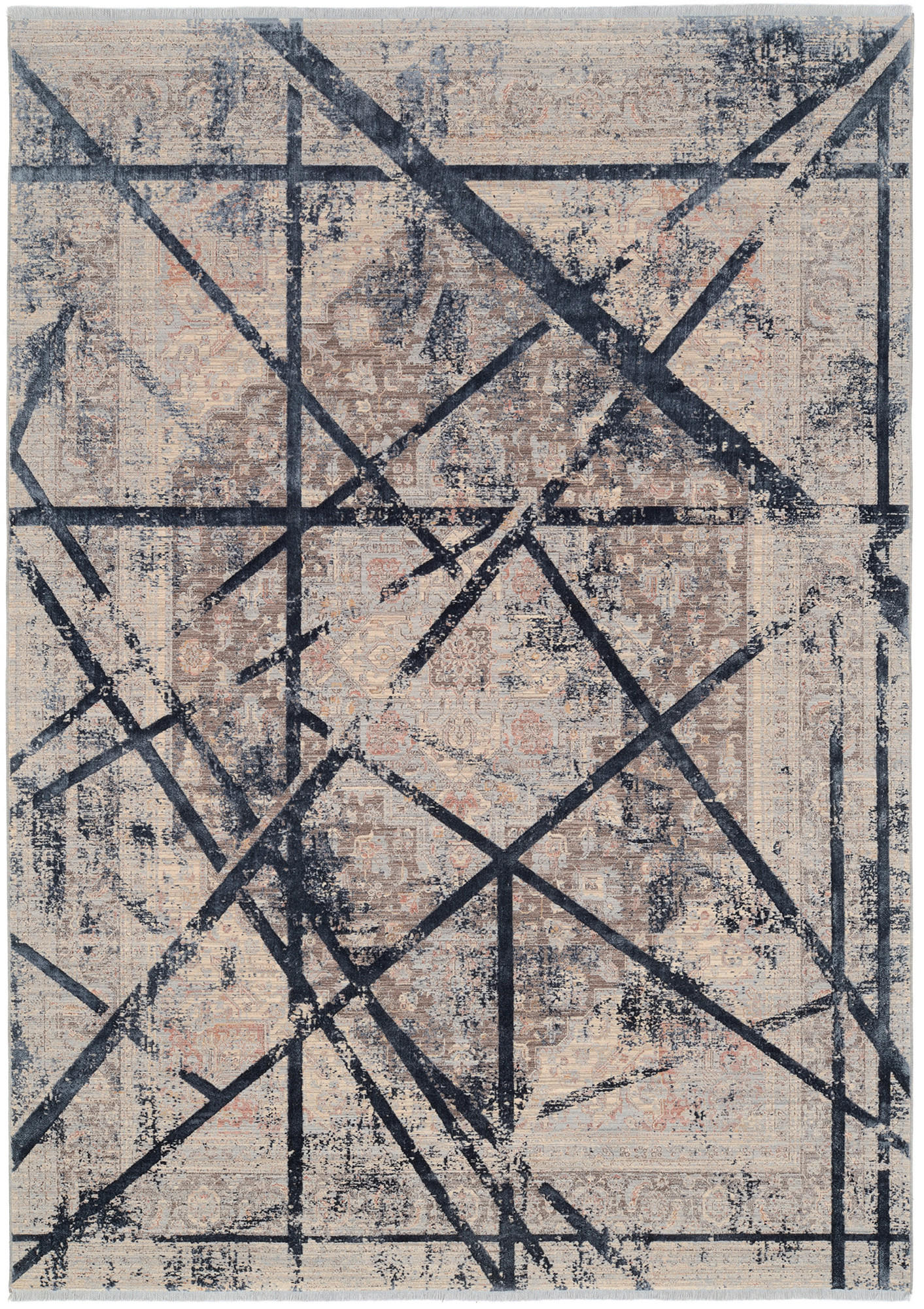 Musterring Webteppich Arizona Dunkelblau, Grau 240x330 cm