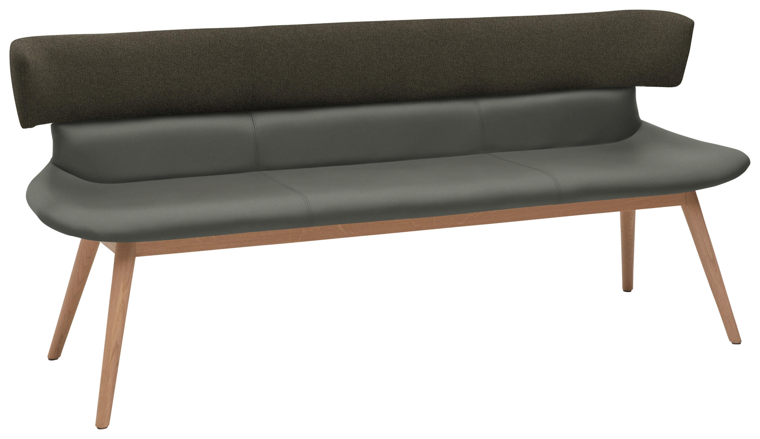 SITZBANK 170/84,5/64,5 cm  in Grau, Eichefarben  - Eichefarben/Grau, Natur, Leder/Holz (170/84,5/64,5cm) - Voglauer