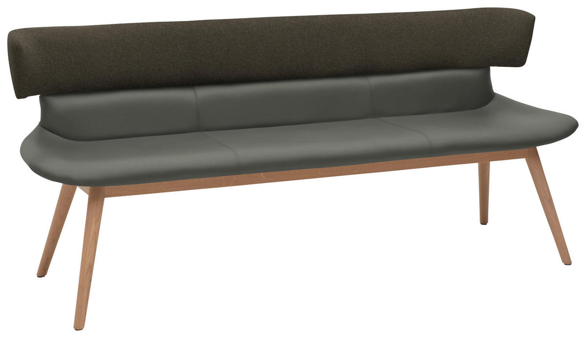 SITZBANK 170/84,5/64,5 cm  in Grau, Eichefarben  - Eichefarben/Grau, Natur, Leder/Holz (170/84,5/64,5cm) - Voglauer