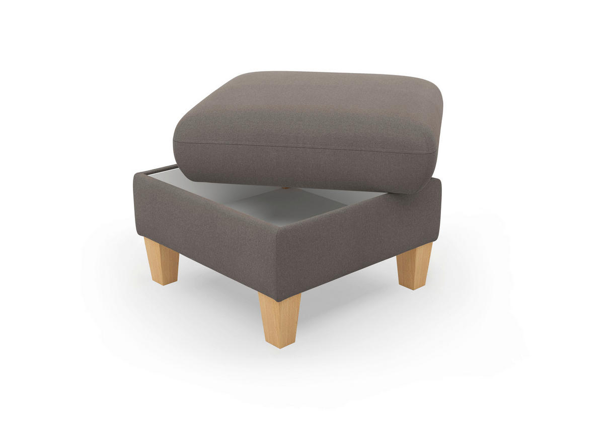 HOCKER Flachgewebe Graphitfarben  - Eichefarben/Graphitfarben, KONVENTIONELL, Holz/Textil (58/47/58cm) - Sit & More