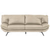 3-SITZER-SOFA in Echtleder Ecru  - Ecru/Schwarz, Design, Leder/Metall (226/95/95cm) - Celina