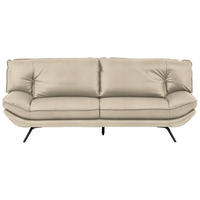 3-SITZER-SOFA in Echtleder Ecru  - Ecru/Schwarz, Design, Leder/Metall (226/95/95cm) - Celina