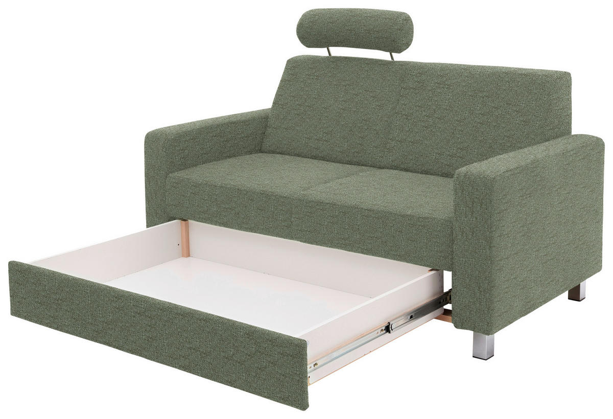 2-SITZER-SOFA in Flachgewebe Hellgrün  - Chromfarben/Hellgrün, Design, Textil/Metall (158/83/85cm) - Xora