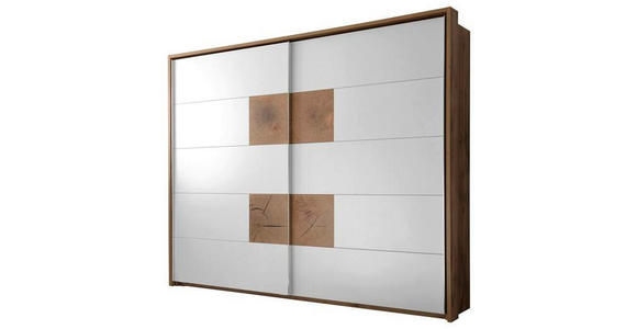 SCHWEBETÜRENSCHRANK 280/230/65 cm 2-türig Weiß, Wildeiche - Chromfarben/Wildeiche, KONVENTIONELL, Holzwerkstoff/Metall (280/230/65cm) - Carryhome