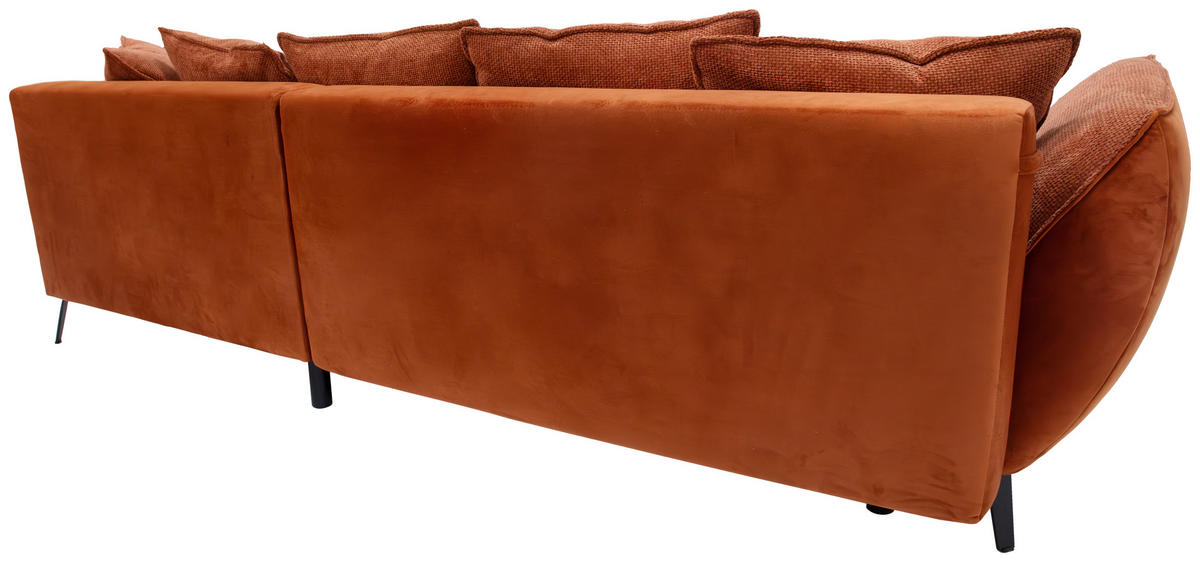 ECKSOFA in Struktur Rostfarben  - Rostfarben/Schwarz, Design, Textil/Metall (282/187cm) - Livetastic