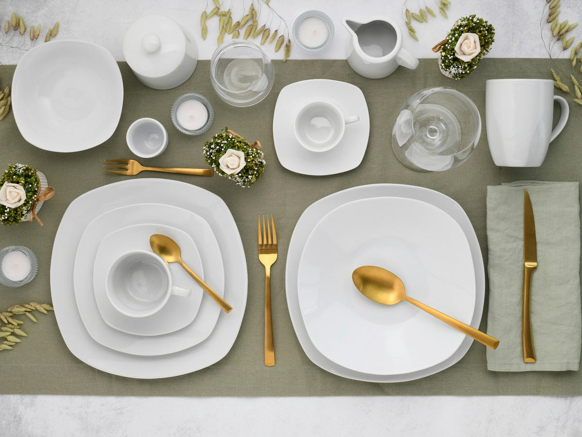 KOMPLETT SERVIS Square 62 delar  - vit, Trend, keramik - Creatable
