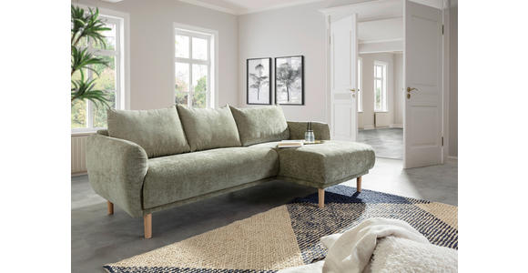 ECKSOFA Olivgrün Flachgewebe - Buchefarben/Olivgrün, KONVENTIONELL, Holz/Textil (230/144cm) - Carryhome