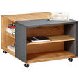 COUCHTISCH Eiche massiv Farbglas 75/60/41,5 cm rechteckig Anthrazit, Eichefarben  - Eichefarben/Anthrazit, Design, Glas/Holz (75/60/41,5cm) - Waldwelt