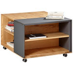 COUCHTISCH Eiche massiv Farbglas 75/60/41,5 cm rechteckig Anthrazit, Eichefarben  - Eichefarben/Anthrazit, Design, Glas/Holz (75/60/41,5cm) - Waldwelt