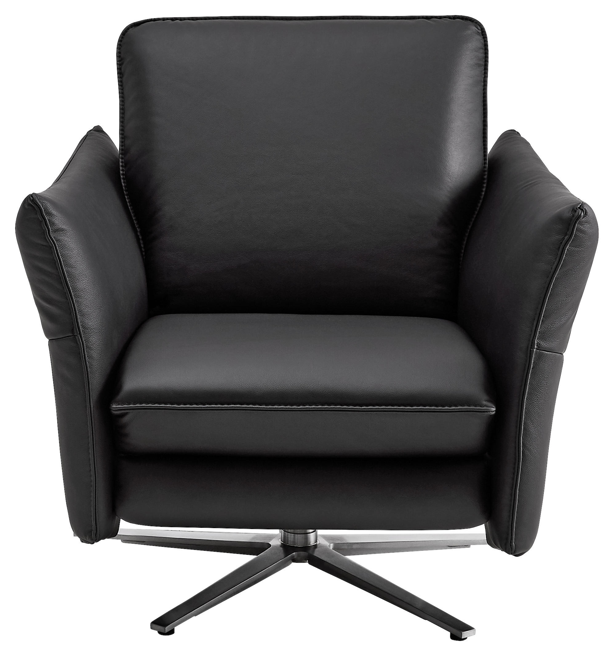 SESSEL Echtleder Schwarz    - Edelstahlfarben/Schwarz, Design, Leder/Metall (80/88/94cm) - Himolla Komfortklass