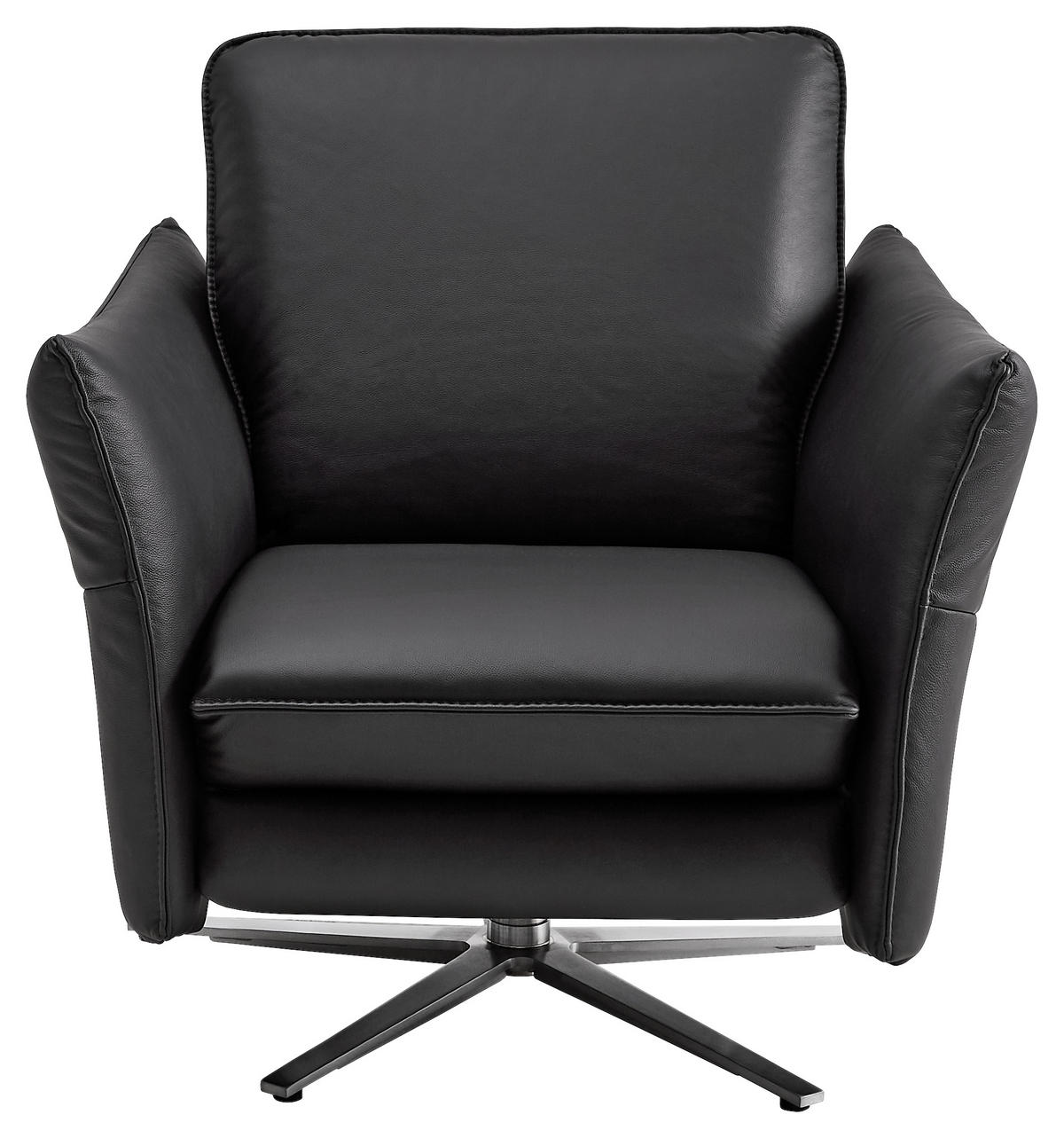 SESSEL Echtleder Schwarz    - Edelstahlfarben/Schwarz, Design, Leder/Metall (80/88/94cm) - Himolla Komfortklass
