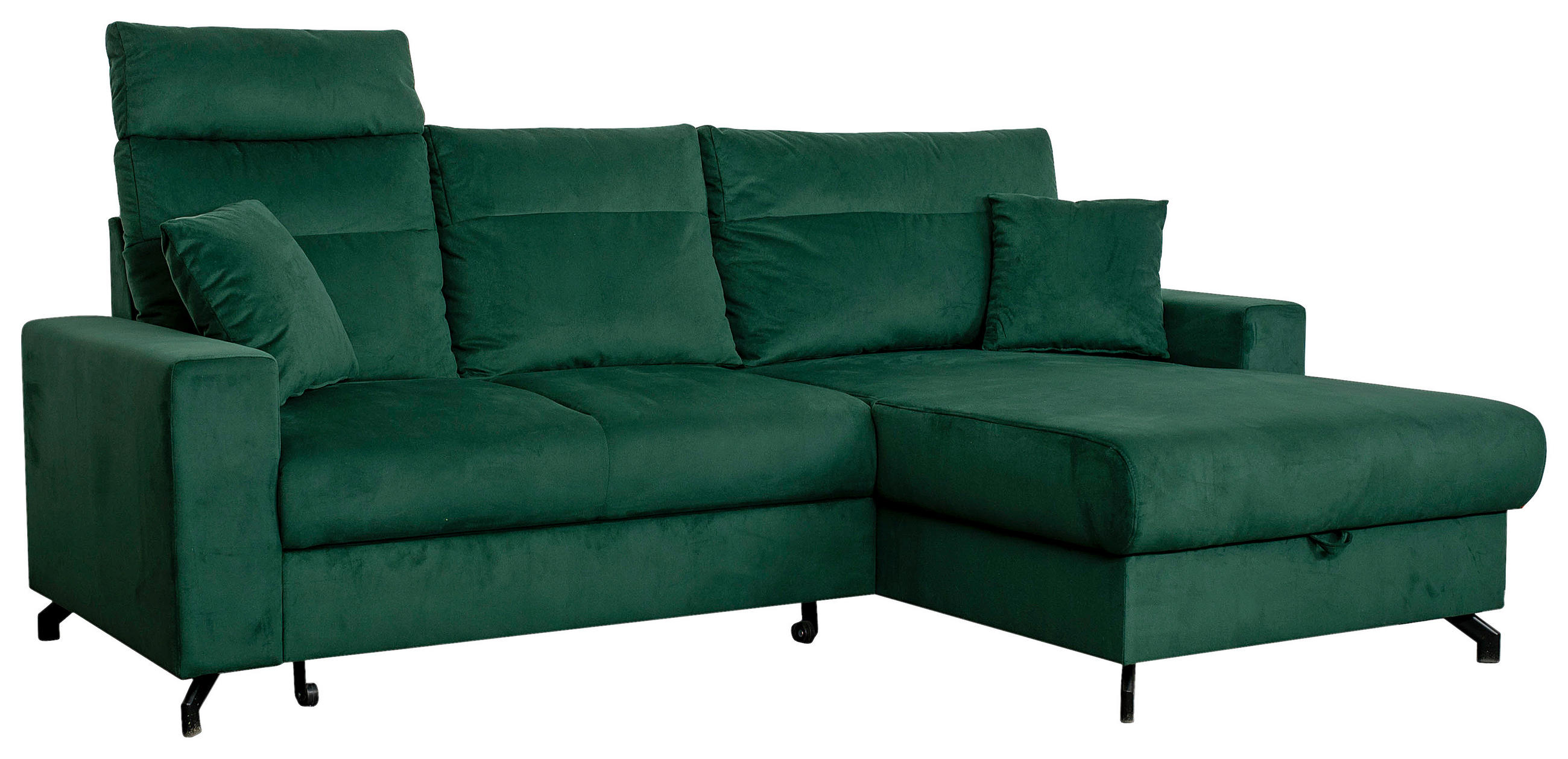 ECKSOFA in Velours Grün  - Schwarz/Grün, Design, Kunststoff/Textil (232/156cm) - Livetastic