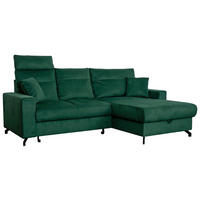 ECKSOFA in Velours Grün  - Schwarz/Grün, Design, Kunststoff/Textil (232/156cm) - Livetastic