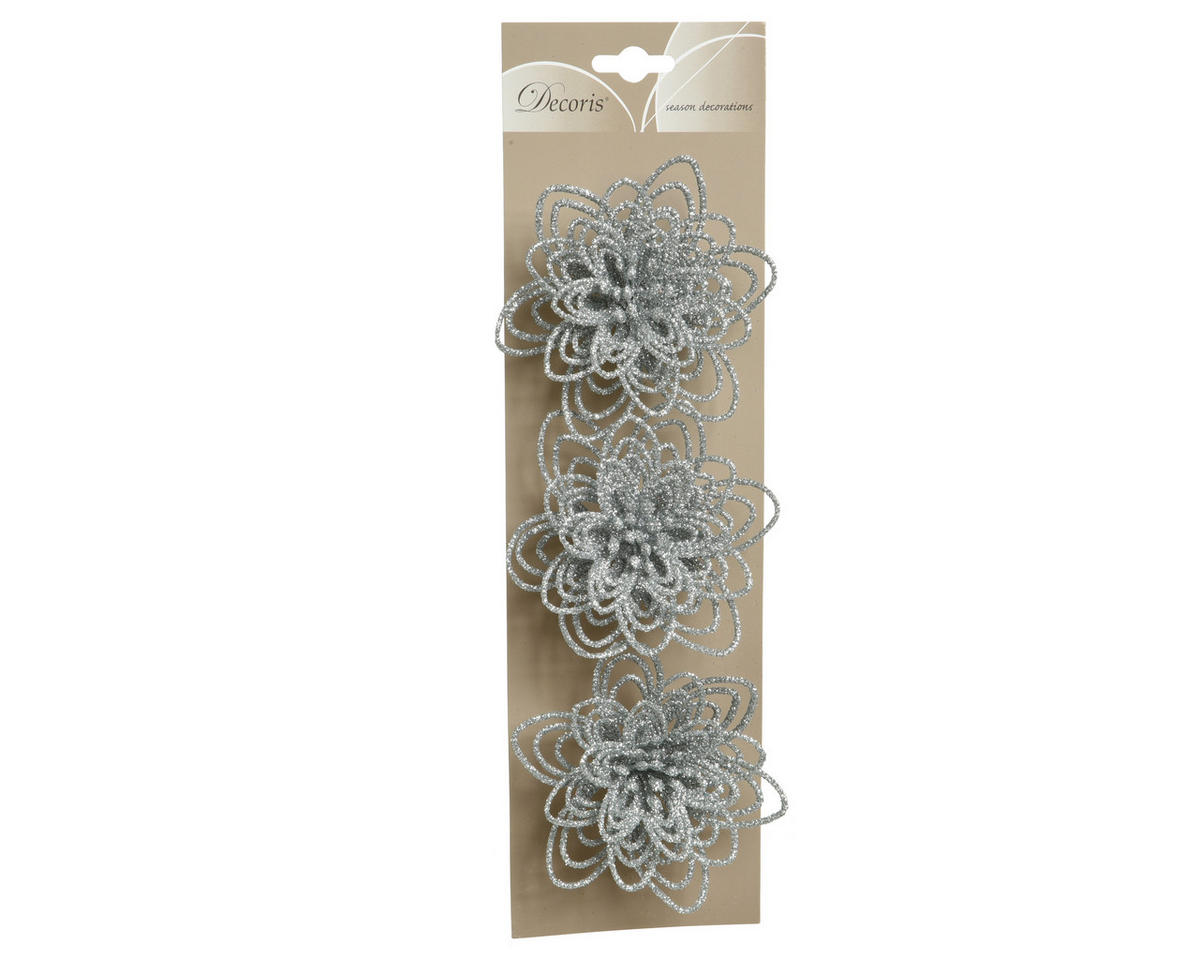 DEKORATIONSBLOMMA - silver, Klassisk, plast (3/11/10cm)