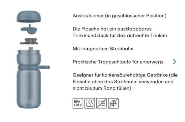 UNIVERSALFLASCHE Flip Sport  - Pastellblau, KONVENTIONELL, Kunststoff (600ml) - Mepal