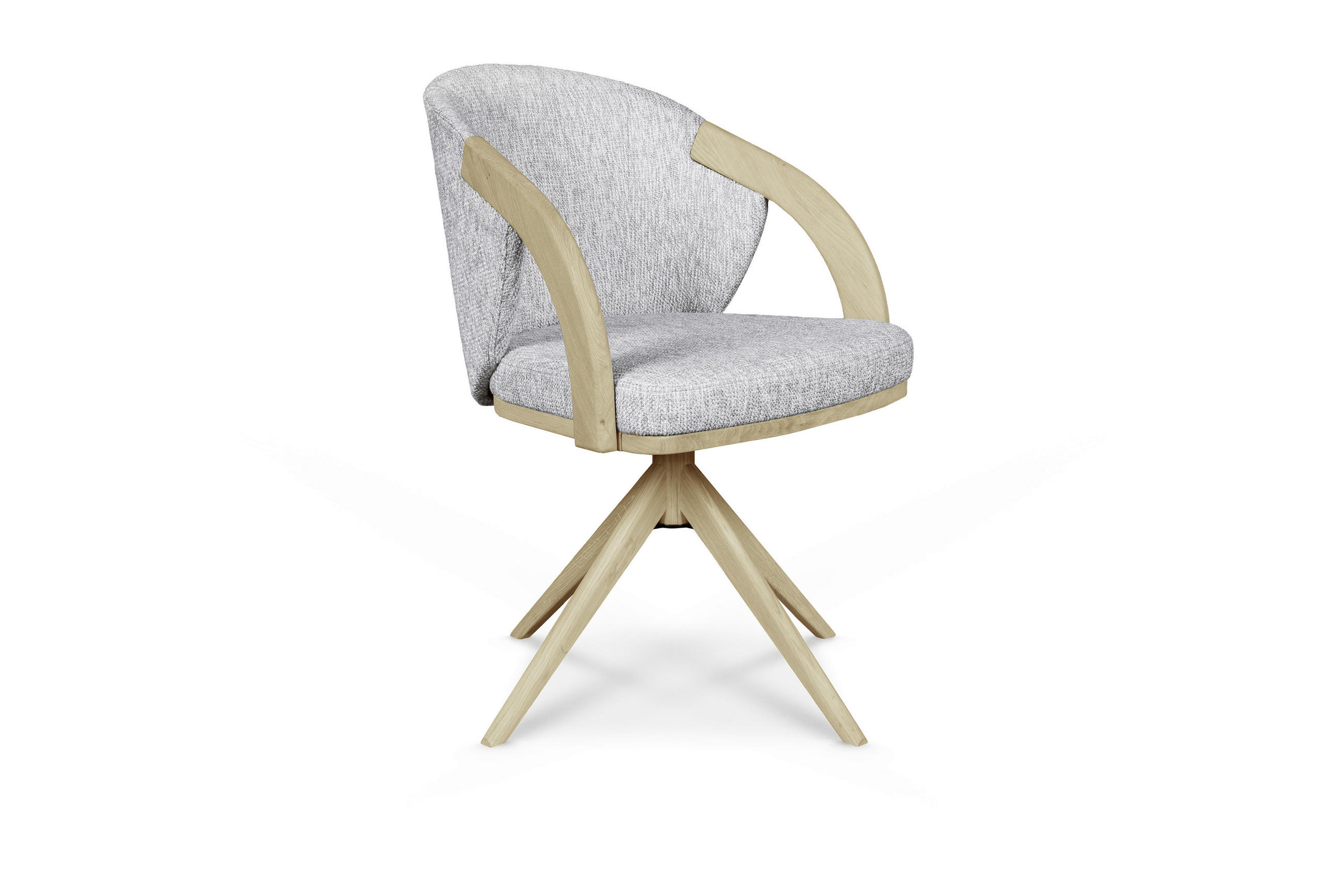 ARMLEHNSTUHL  Sitzfläche 360° drehbar Webstoff  Grau, Eichefarben  - Eichefarben/Grau, KONVENTIONELL, Holz/Textil (59/85/57cm) - Linea Natura