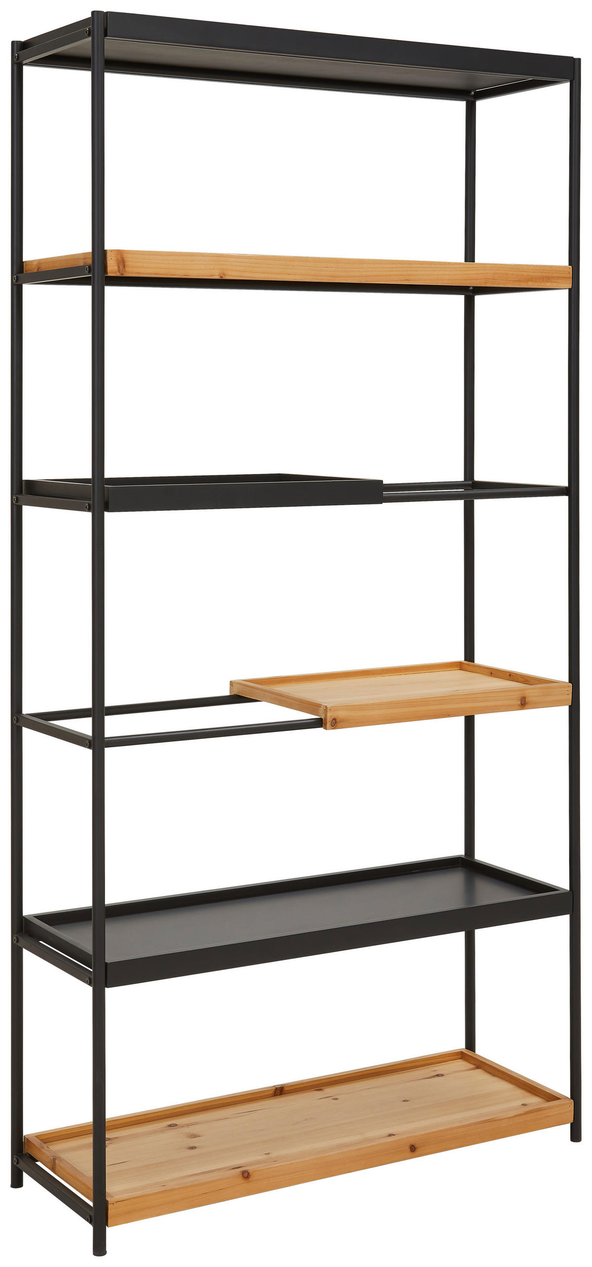 REGAL Tanne massiv Naturfarben, Schwarz  - Schwarz/Naturfarben, Design, Holz/Holzwerkstoff (90/184/34cm) - Landscape