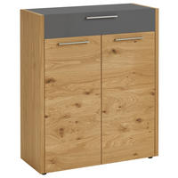 SCHUHSCHRANK Eiche, Balkeneiche furniert Grau, Eichefarben  - Eichefarben/Silberfarben, Design, Holz/Kunststoff (86/103/37cm)