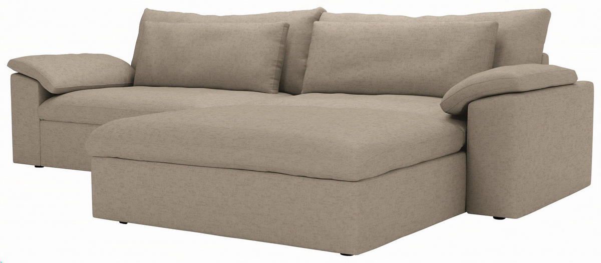 ECKSOFA Flachgewebe Naturfarben  - Schwarz/Naturfarben, Modern, Kunststoff/Textil (306/198cm) - Carryhome