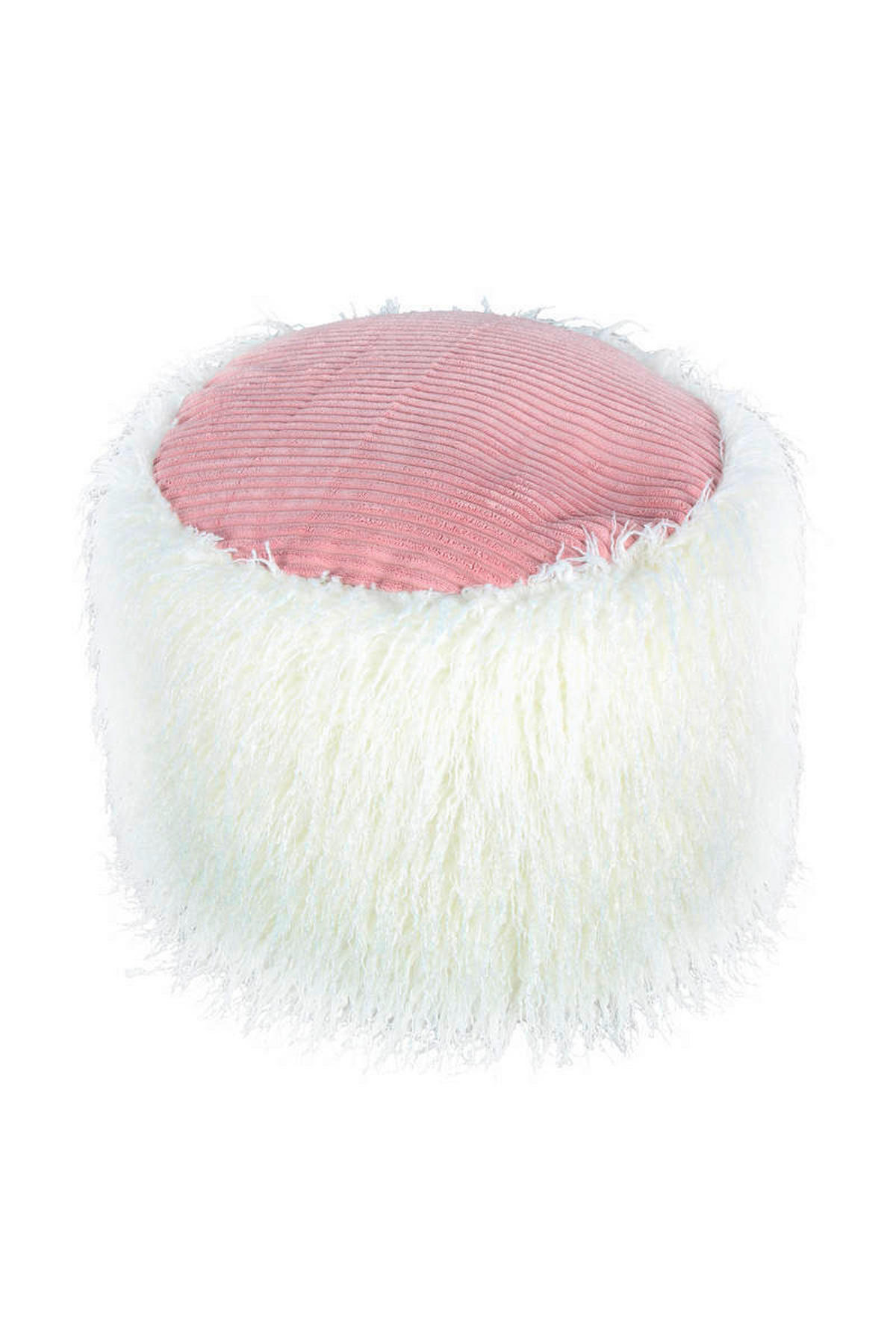 TABURETKA „PUFF“, 45/38/45 cm - biela/ružová, Basics, plast (45/38/45cm)