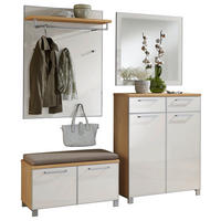 GARDEROBE 5-teilig  in 180/195/40 cm  - Eichefarben/Weiß, Design, Glas/Holz (180/195/40cm)
