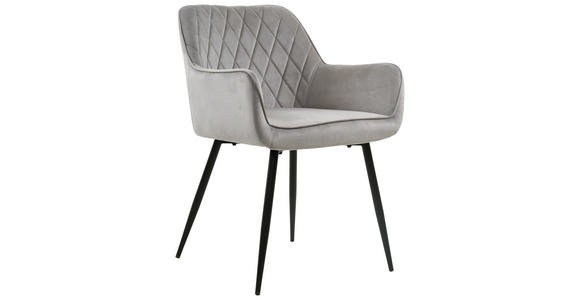 ARMLEHNSTUHL  inklusive Armlehnen Samt  - Schwarz/Grau, Design, Holz/Textil (56/79/58cm) - Carryhome