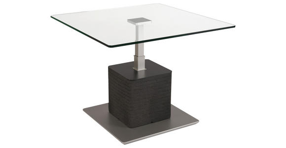 COUCHTISCH in Kunststoff, Glas, Holzwerkstoff 80/80/47-65 cm  - Anthrazit/Silberfarben, Design, Glas/Holzwerkstoff (80/80/47-65cm) - Venda