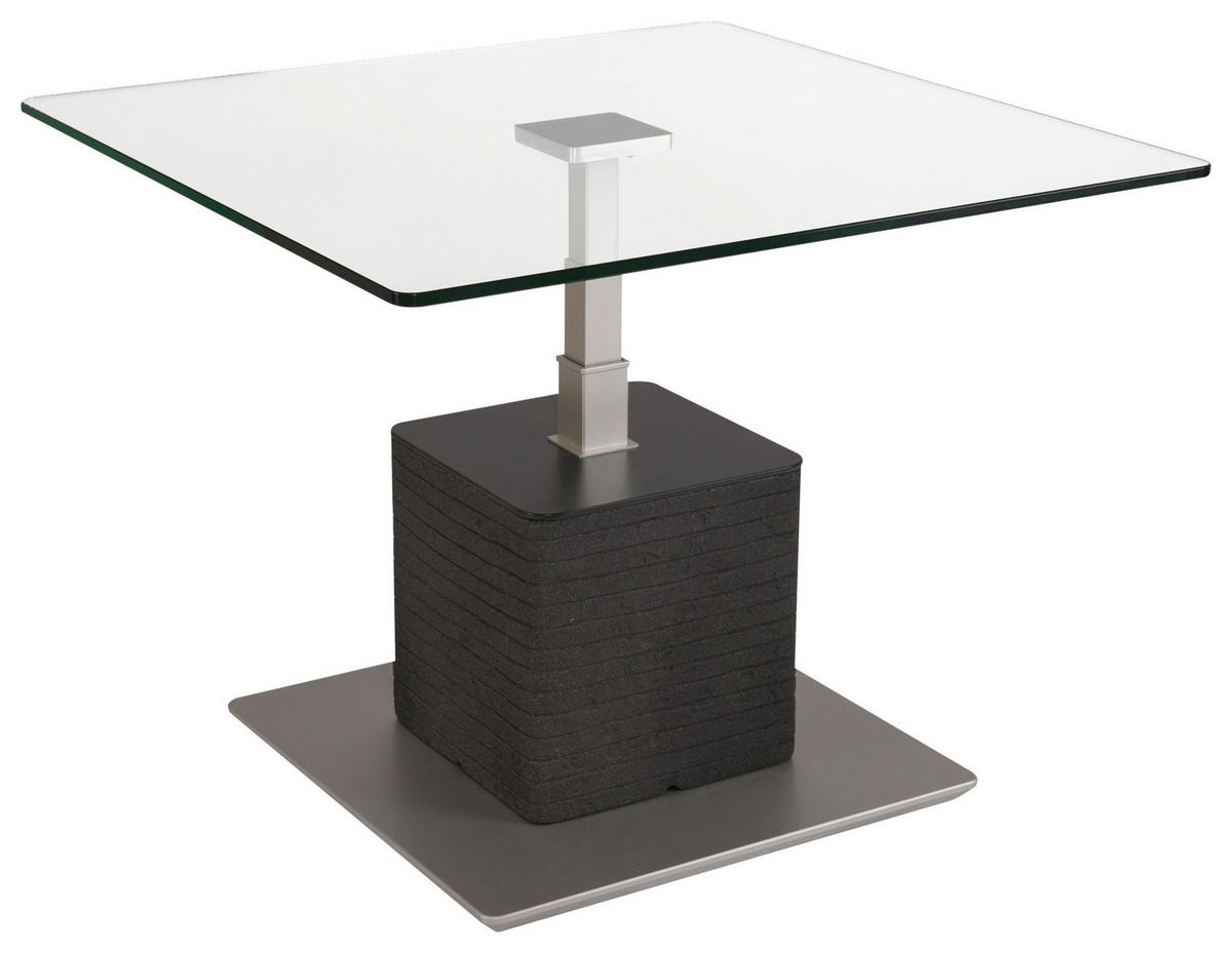 COUCHTISCH in Kunststoff, Glas, Holzwerkstoff 80/80/47-65 cm  - Anthrazit/Silberfarben, Design, Glas/Holzwerkstoff (80/80/47-65cm) - Venda