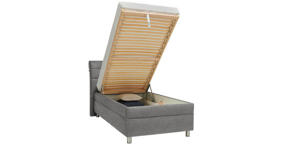 POLSTERBETT Matratze, Lattenrost Hellgrau 100/200 cm - Silberfarben/Hellgrau, KONVENTIONELL, Holz/Textil (100/200cm) - Esposa