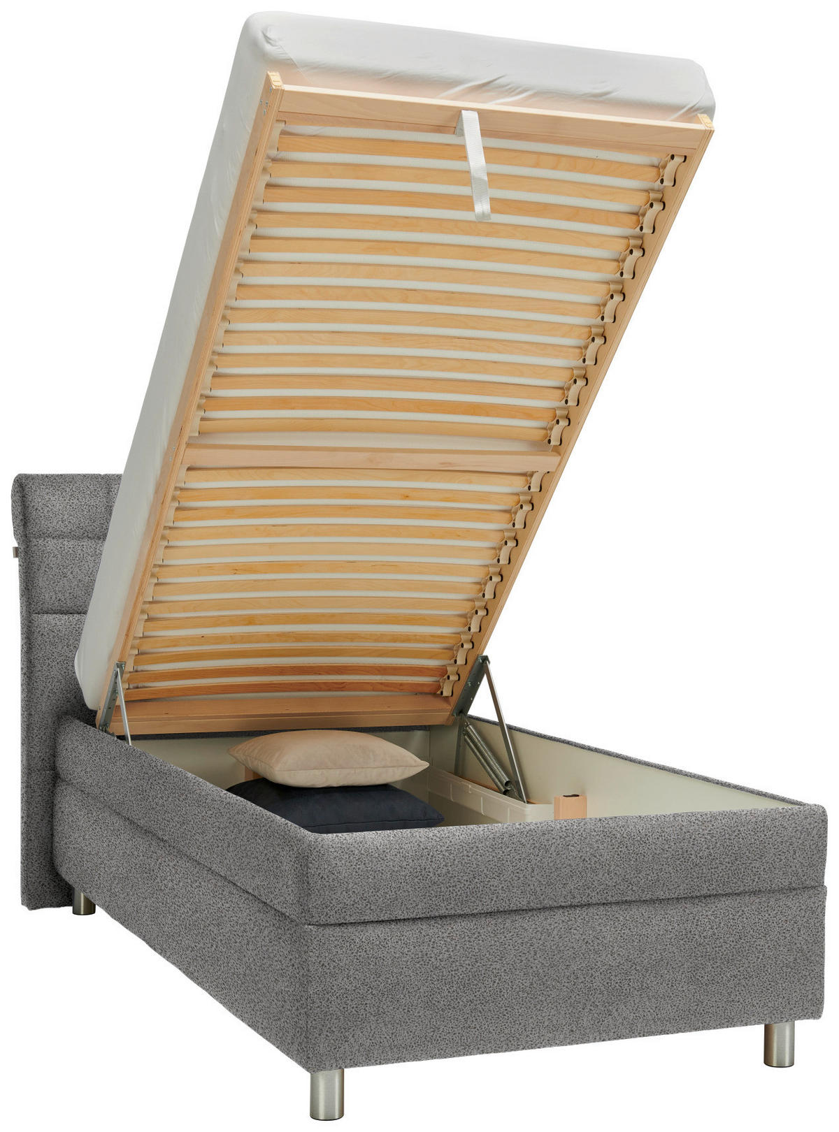POLSTERBETT Matratze, Lattenrost Hellgrau 100/200 cm  - Silberfarben/Hellgrau, KONVENTIONELL, Holz/Textil (100/200cm) - Esposa