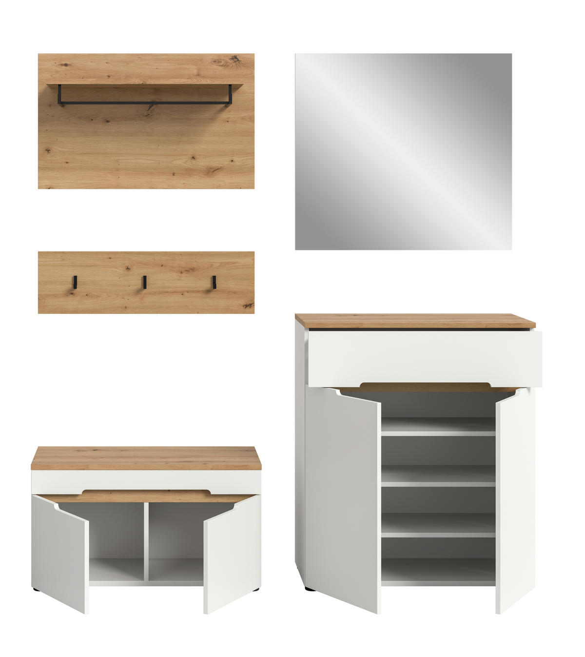 GARDEROBE 4-teilig  in 175/190/37 cm  - Weiß/Eiche Artisan, Design, Holzwerkstoff (175/190/37cm) - MID.YOU