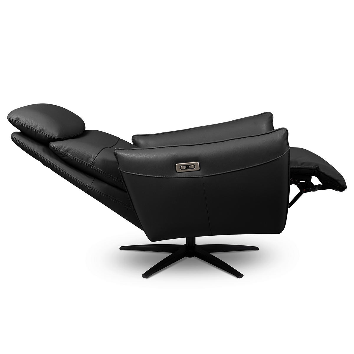 RELAXSESSEL Leder Schwarz  - Schwarz, Design, Leder/Metall (77/107/88cm) - Livetastic