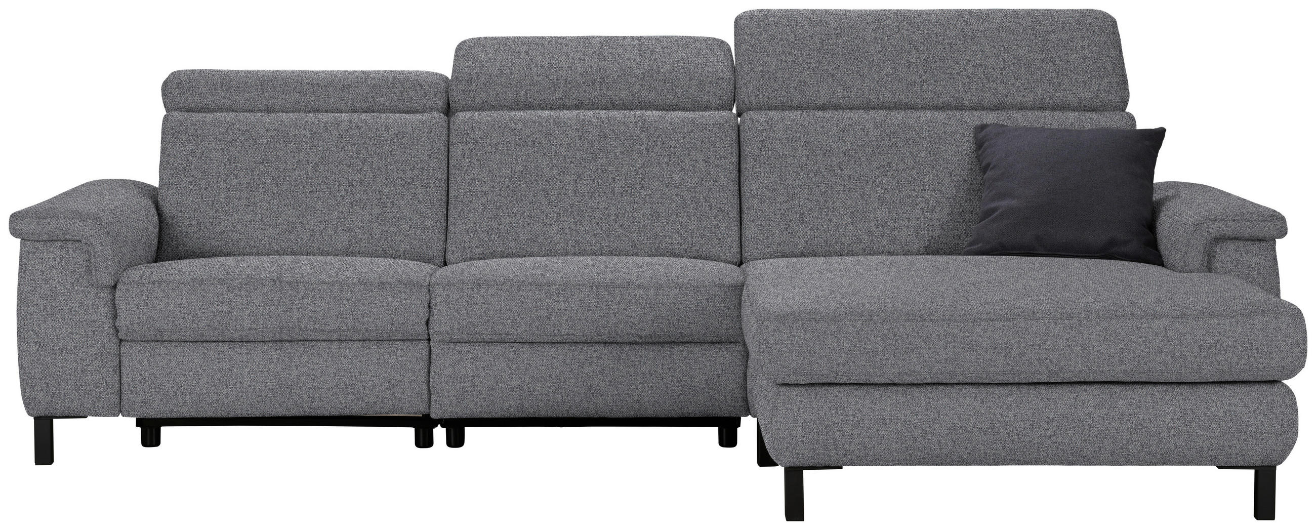 ECKSOFA in Flachgewebe Grau  - Schwarz/Grau, Konventionell, Textil/Metall (304/182cm) - Pure Home Comfort