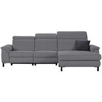 ECKSOFA in Flachgewebe Grau  - Schwarz/Grau, Konventionell, Textil/Metall (304/182cm) - Pure Home Comfort