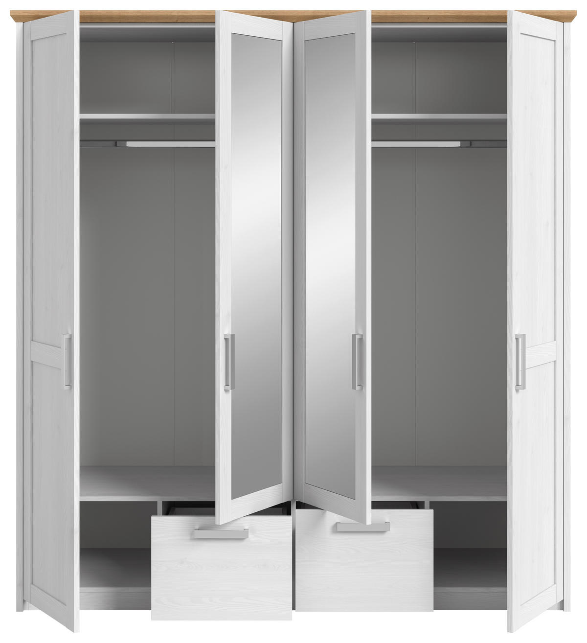 DREHTÜRENSCHRANK  in Lärchefarben, Eiche Artisan  - Silberfarben/Lärchefarben, ROMANTIK / LANDHAUS, Holzwerkstoff/Kunststoff (188/200/61cm) - Livetastic