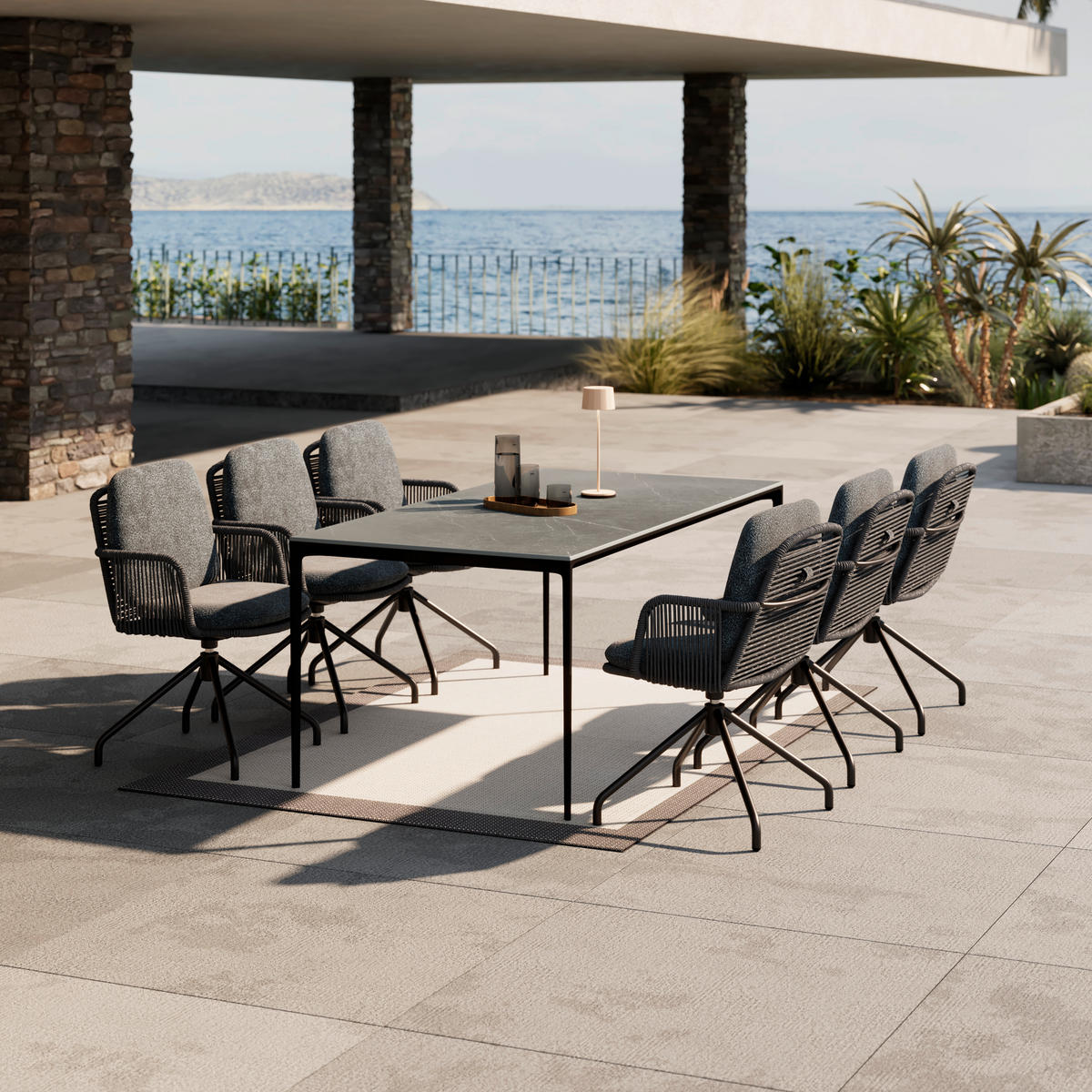 GARTENTISCH 180/90/73,5 cm Metall, Stein Anthrazit rechteckig  - Anthrazit, Design, Stein/Metall (180/90/73,5cm) - Dieter Knoll