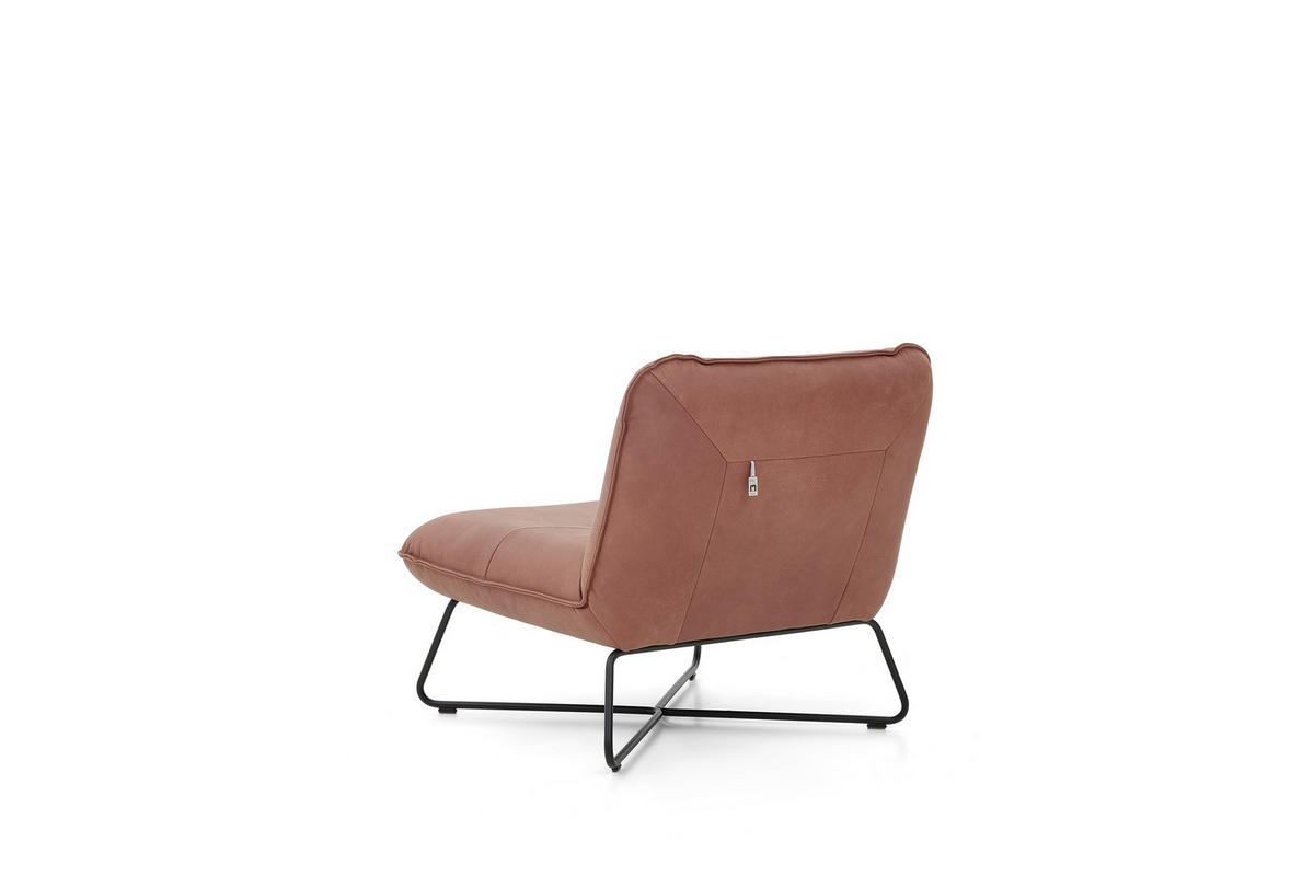DESIGNSESSEL in Echtleder Rotbraun  - Rotbraun/Schwarz, Design, Leder/Metall (82/79/95cm) - Musterring