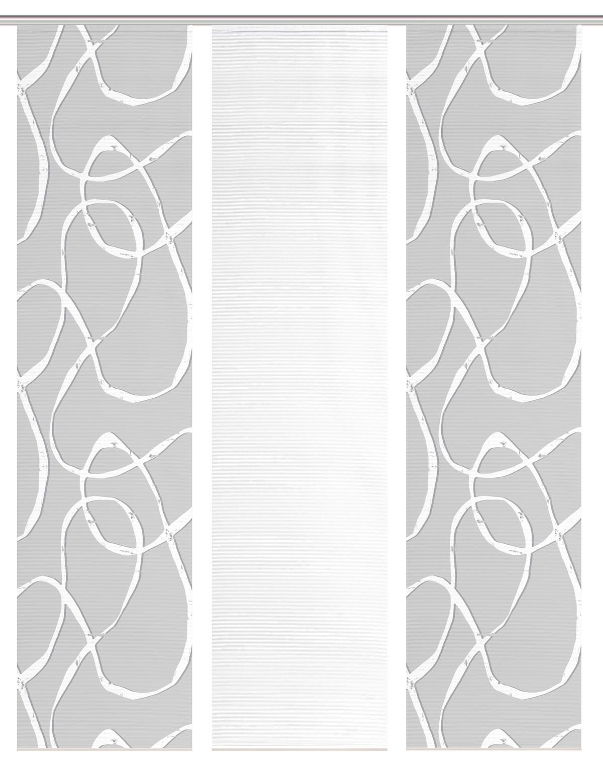 FLÄCHENVORHANG  3 Stück  blickdicht  60/260 cm   - Hellgrau/Weiß, KONVENTIONELL, Textil (60/260cm)