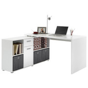 ECKSCHREIBTISCH Weiß - Alufarben/Weiß, Design, Holzwerkstoff/Kunststoff (136/75/137cm) - Carryhome