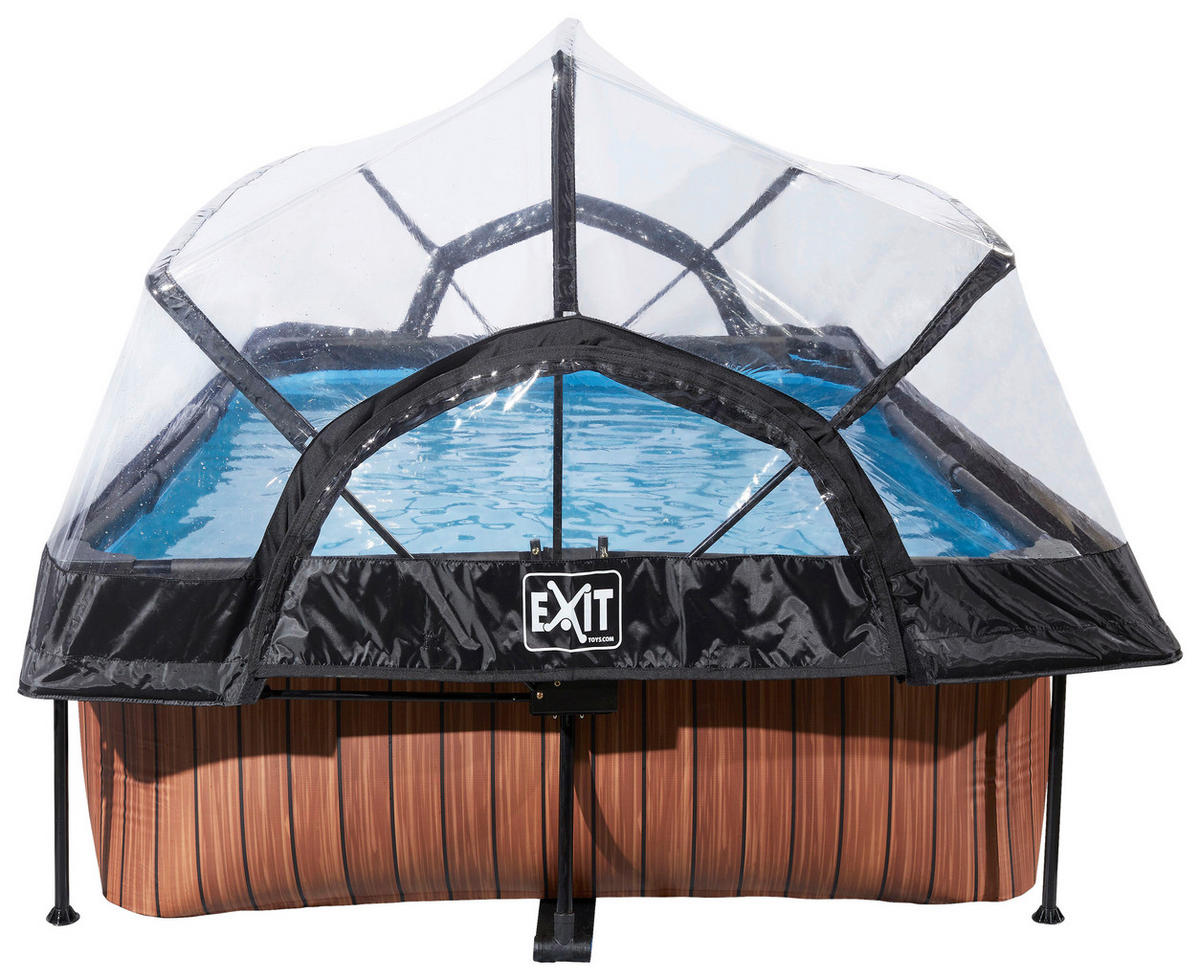 POOL-SET WOOD 220/150/65 cm  - Braun, KONVENTIONELL, Metall (220/150/65cm) - EXIT Toys