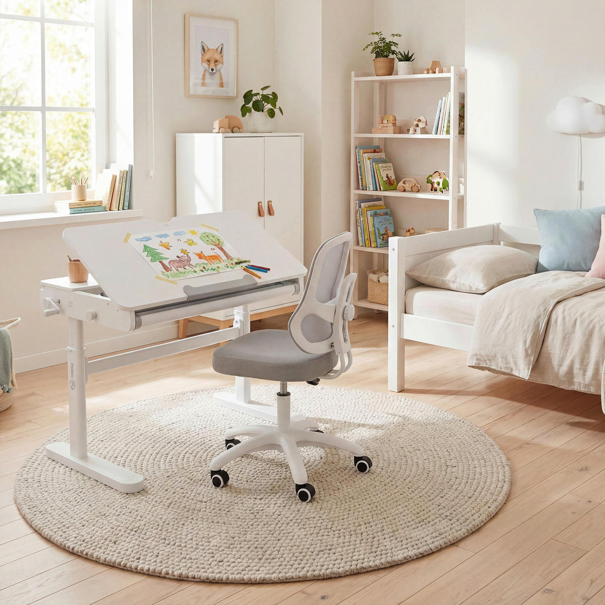 SCHREIBTISCH  Weiß höhenverstellbar  - Weiß, MODERN, Holzwerkstoff/Metall (109,5/62-78/60cm) - Roba