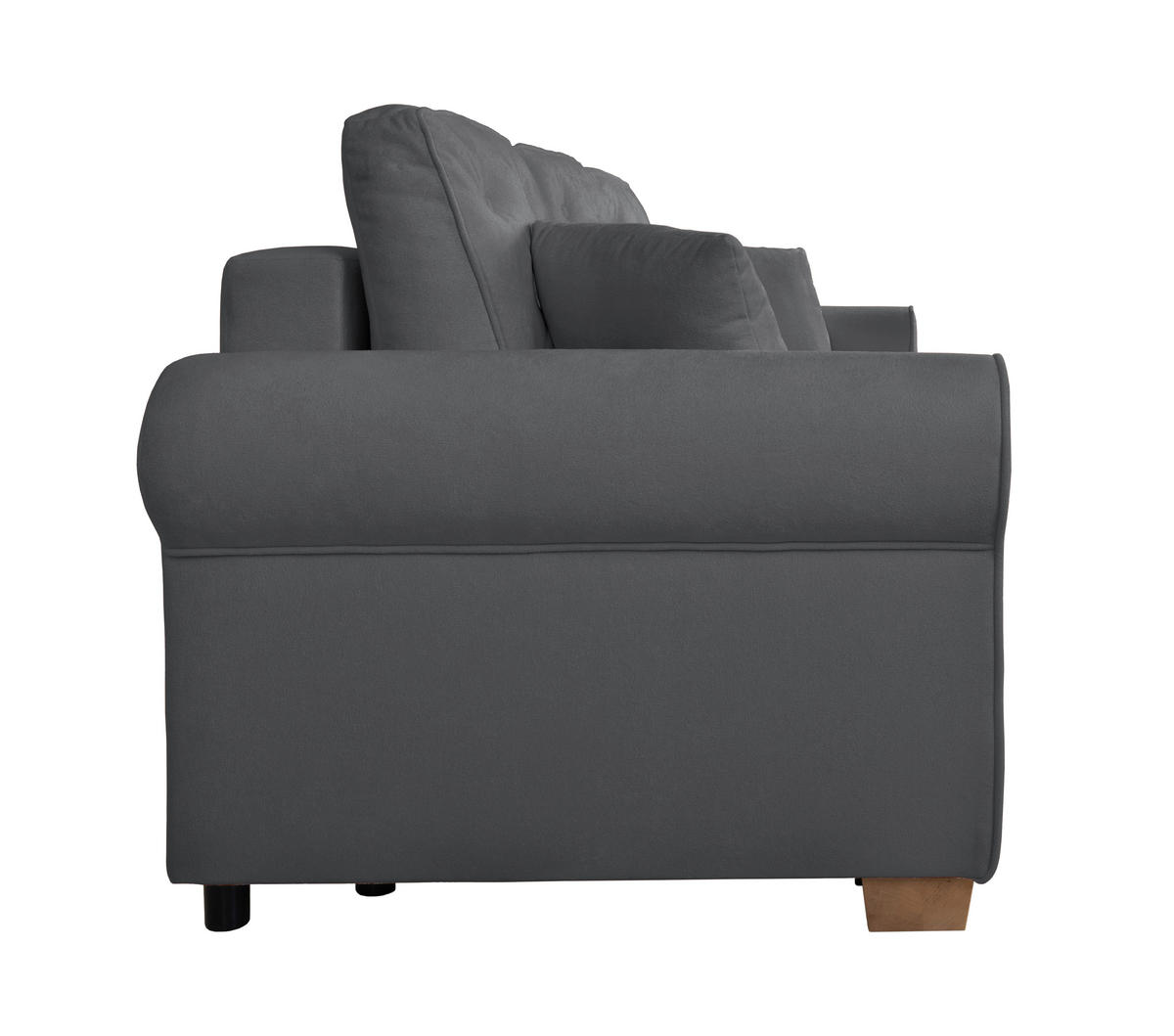 SCHLAFSOFA in Bouclé Dunkelgrau  - Dunkelgrau/Buchefarben, Design, Holz/Textil (240/94/98cm) - MID.YOU