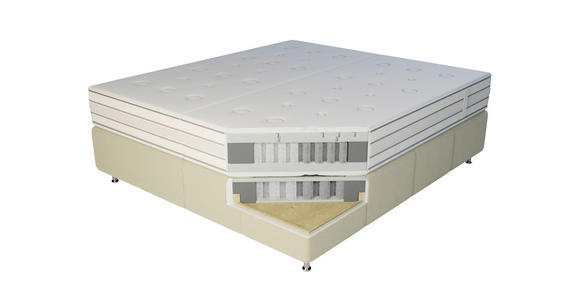 BOXSPRINGBETT 200/220 cm in Beige - Beige/Alufarben, KONVENTIONELL, Textil/Metall (200/220cm) - Dieter Knoll