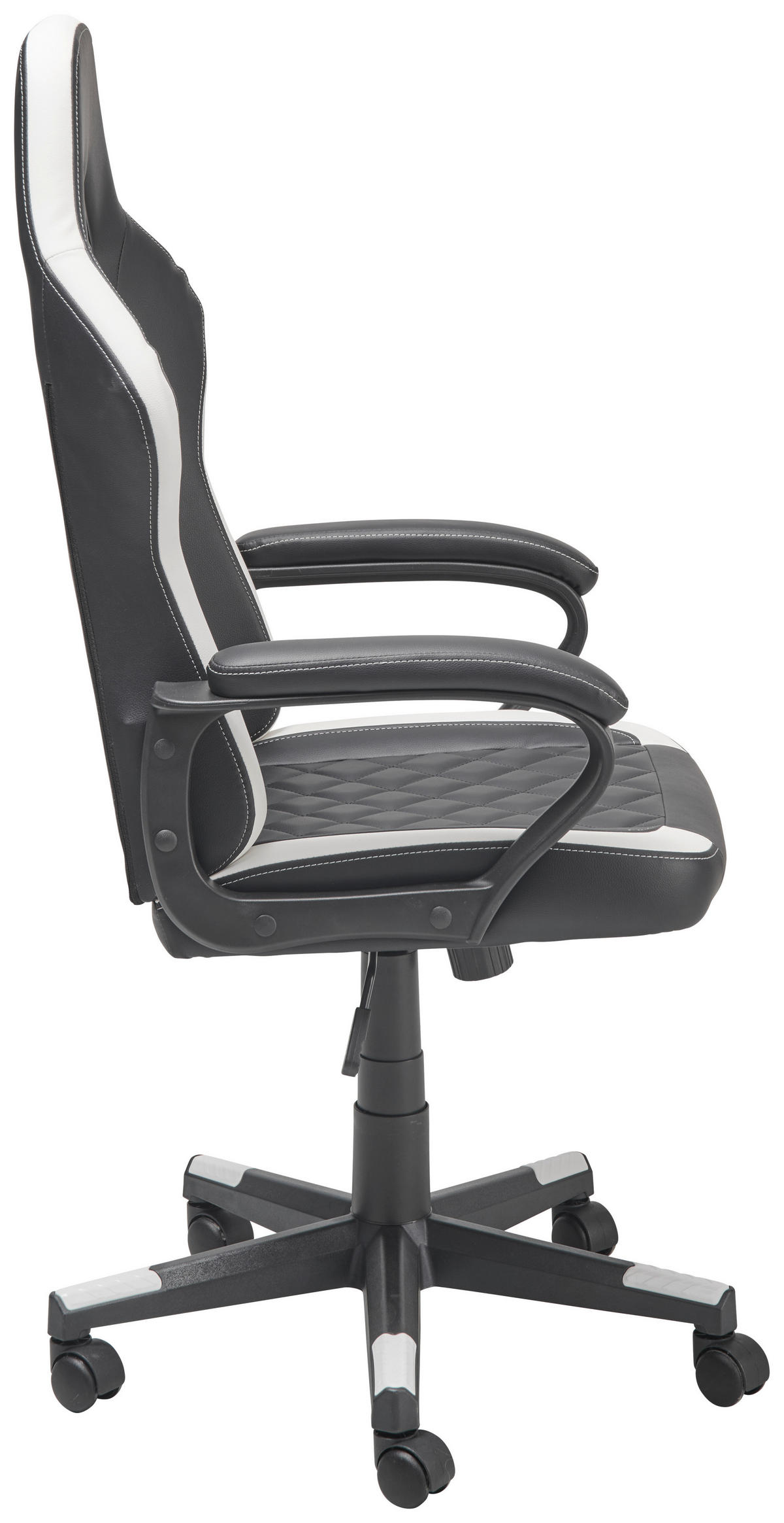 GAMINGSTUHL Schwarz, Weiß Metall, Kunststoff, Textil   - Schwarz/Weiß, LIFESTYLE, Kunststoff/Textil (60/114-124/62cm) - MID.YOU