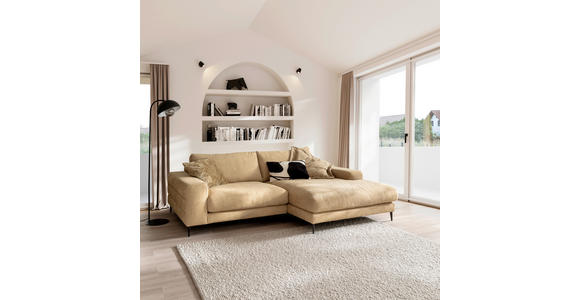 ECKSOFA in Flachgewebe Gelb 253/177 cm - Gelb/Schwarz, Design, Textil/Metall (253/177cm) - Dieter Knoll