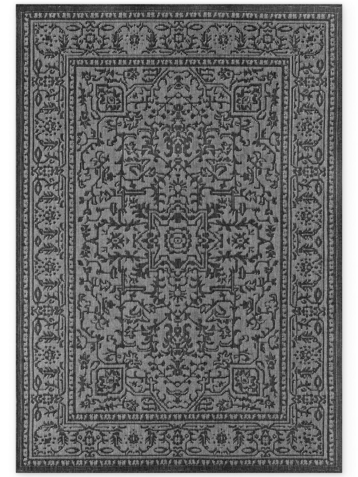 OUTDOORTEPPICH 120/170 cm Duet Schwarz, Weiß  - Schwarz/Weiß, Design, Kunststoff (120/170cm)