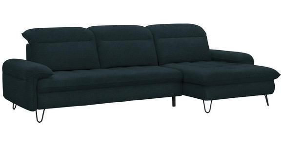 ECKSOFA in Flachgewebe Petrol  - Petrol/Schwarz, LIFESTYLE, Textil/Metall (310/180cm) - Valnatura