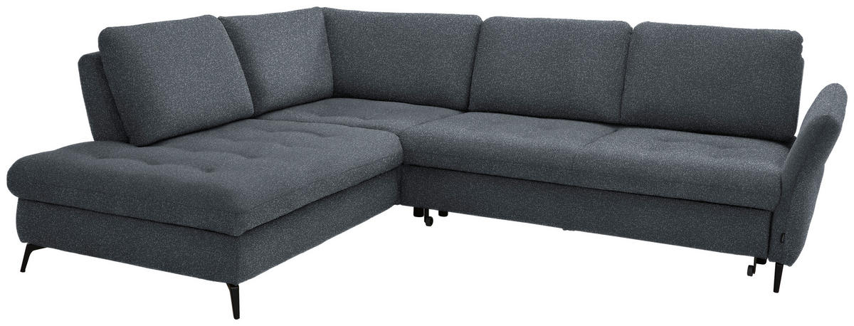 ECKSOFA in Bouclé Dunkelgrau  - Dunkelgrau/Schwarz, Natur, Textil/Metall (233/288cm) - Valnatura