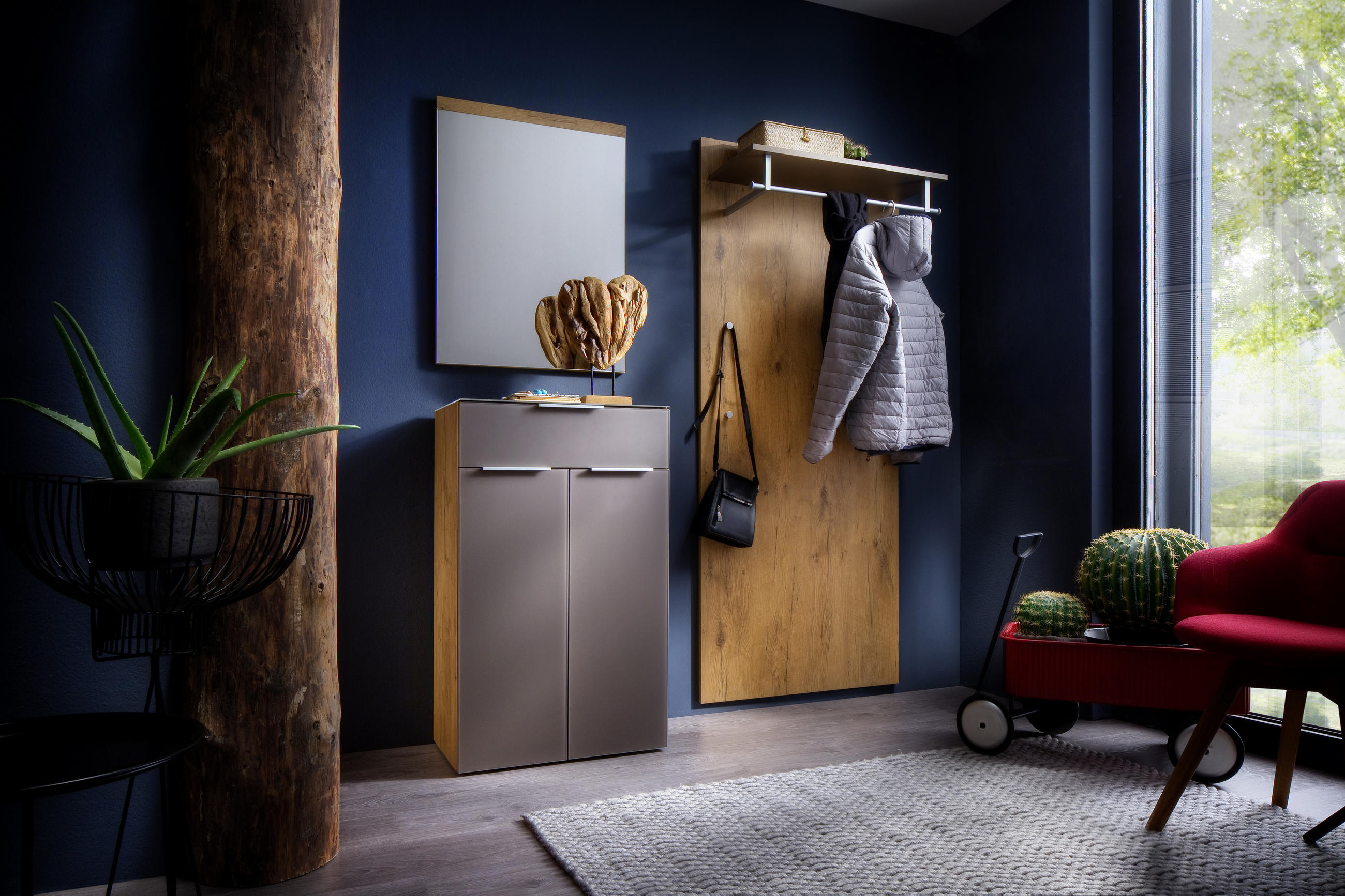 GARDEROBE Eichefarben - Eichefarben, KONVENTIONELL, Glas (157/196/36cm) - Cassando
